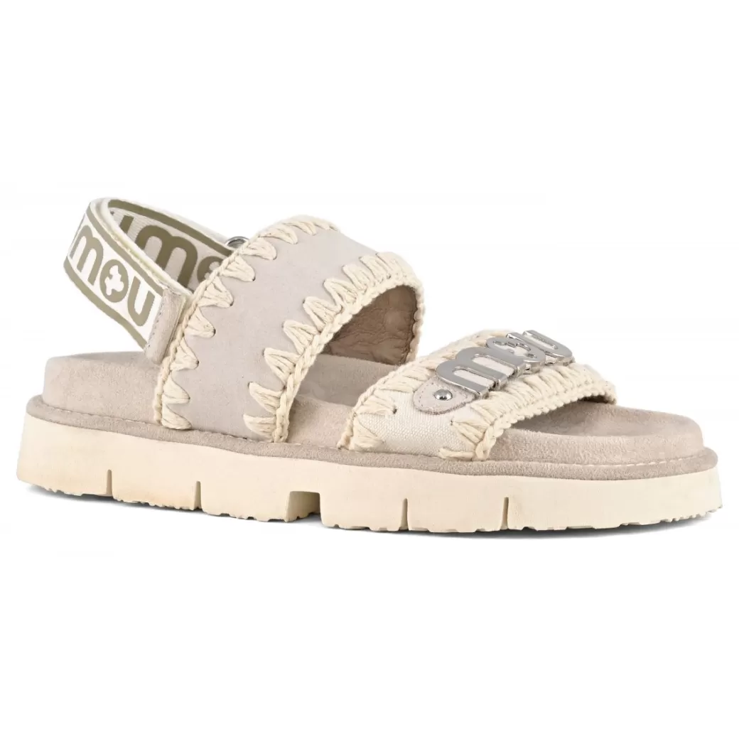 Sandali^Mou Bio Sandal Back Strap Suede & Leather chalk