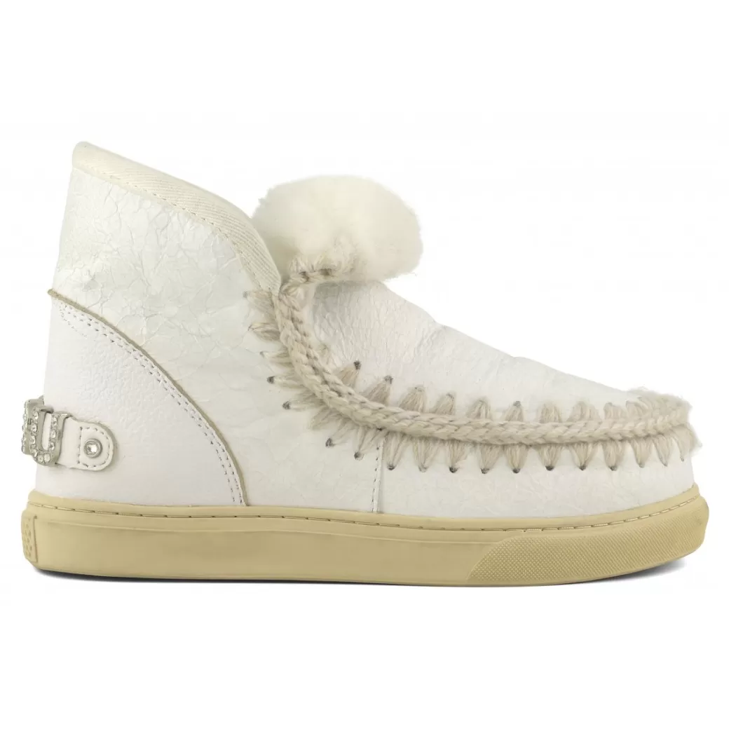 Sneakers^Mou Eskimo Sneaker With Rhinestones Logo Big Letter waxi white