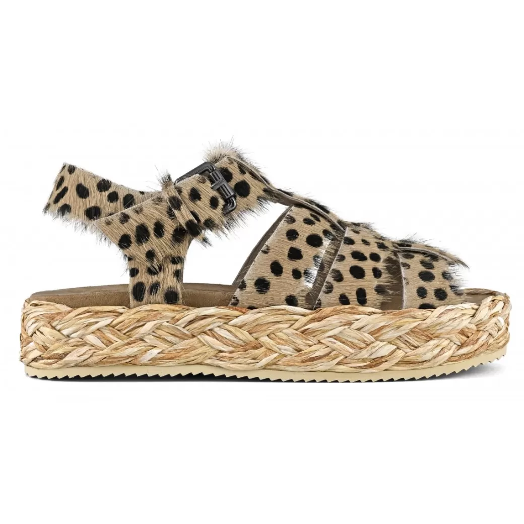 Sandali^Mou Raffia Braid Sandal Pony Hair Upper