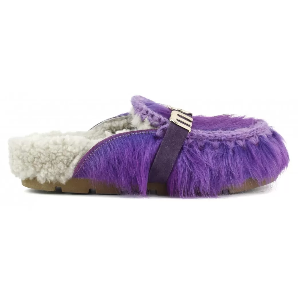 Slippers^Mou Winter Bio Slide Long Hair Ponyskin