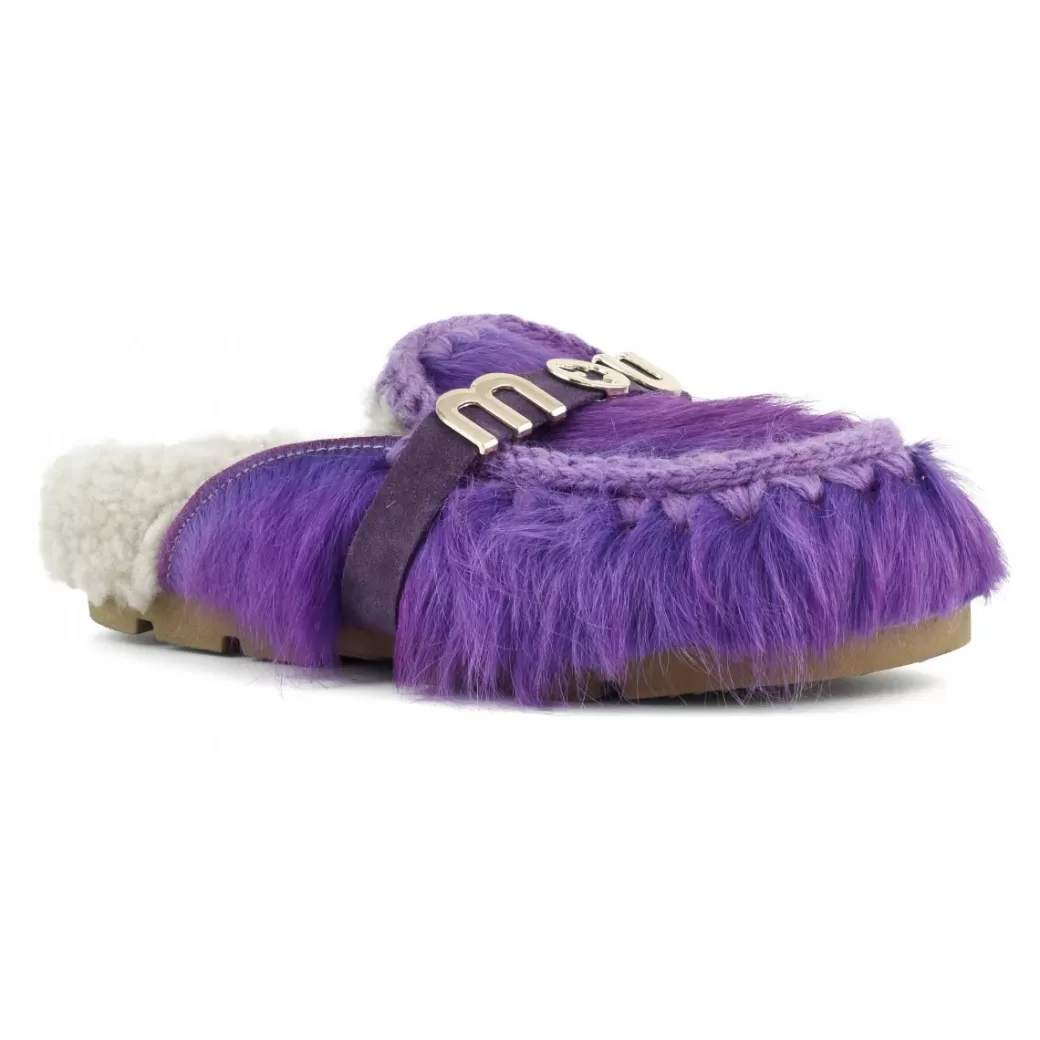 Slippers^Mou Winter Bio Slide Long Hair Ponyskin
